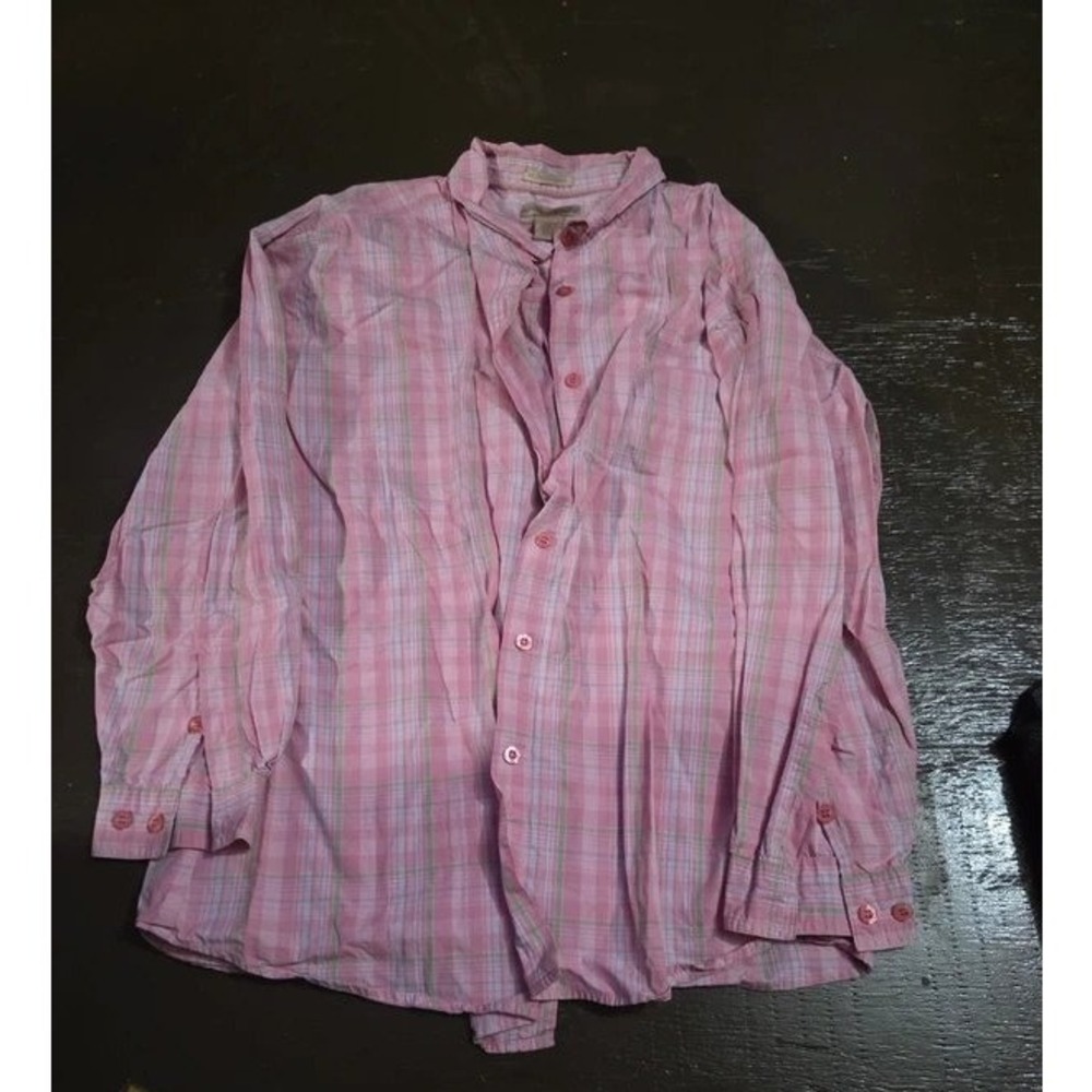 Mountain Lake Womens 2X Pink Plaid Button Down Shirt Wrinkle Resistant Cotton